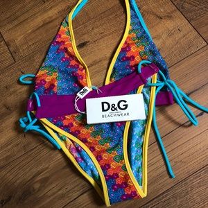 NWT Dolce & Gabbana Logo String Bikini Sz Medium